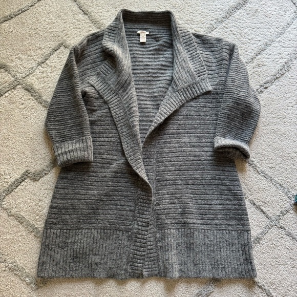 Sundance gray sweater cardigan Lambs Wool Mohair Grey Knit Open Long line XL - Picture 1 of 6